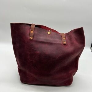 KMM & Co Women’s Red Kodiak Leather tote full grain soft Handles handbag